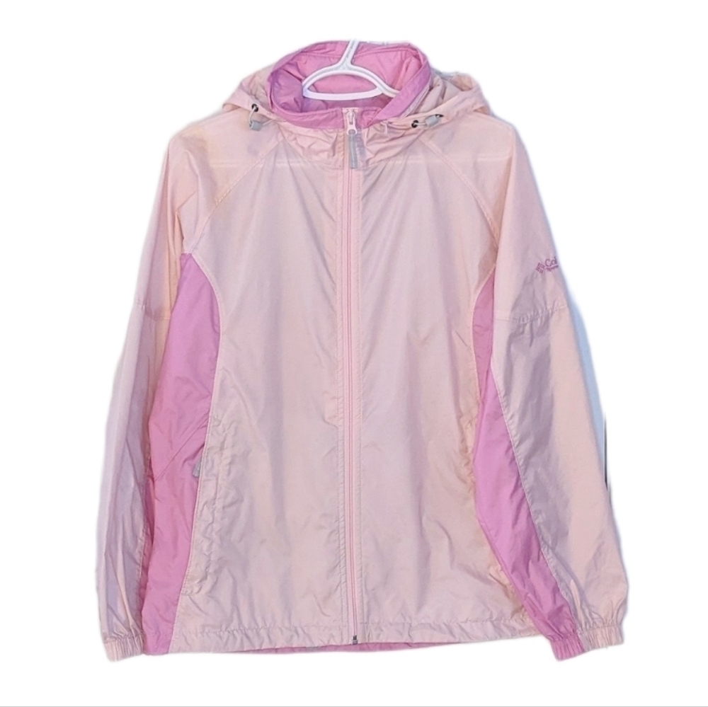 Columbia pastel pink windbreaker with hood Medium read description Medium T4